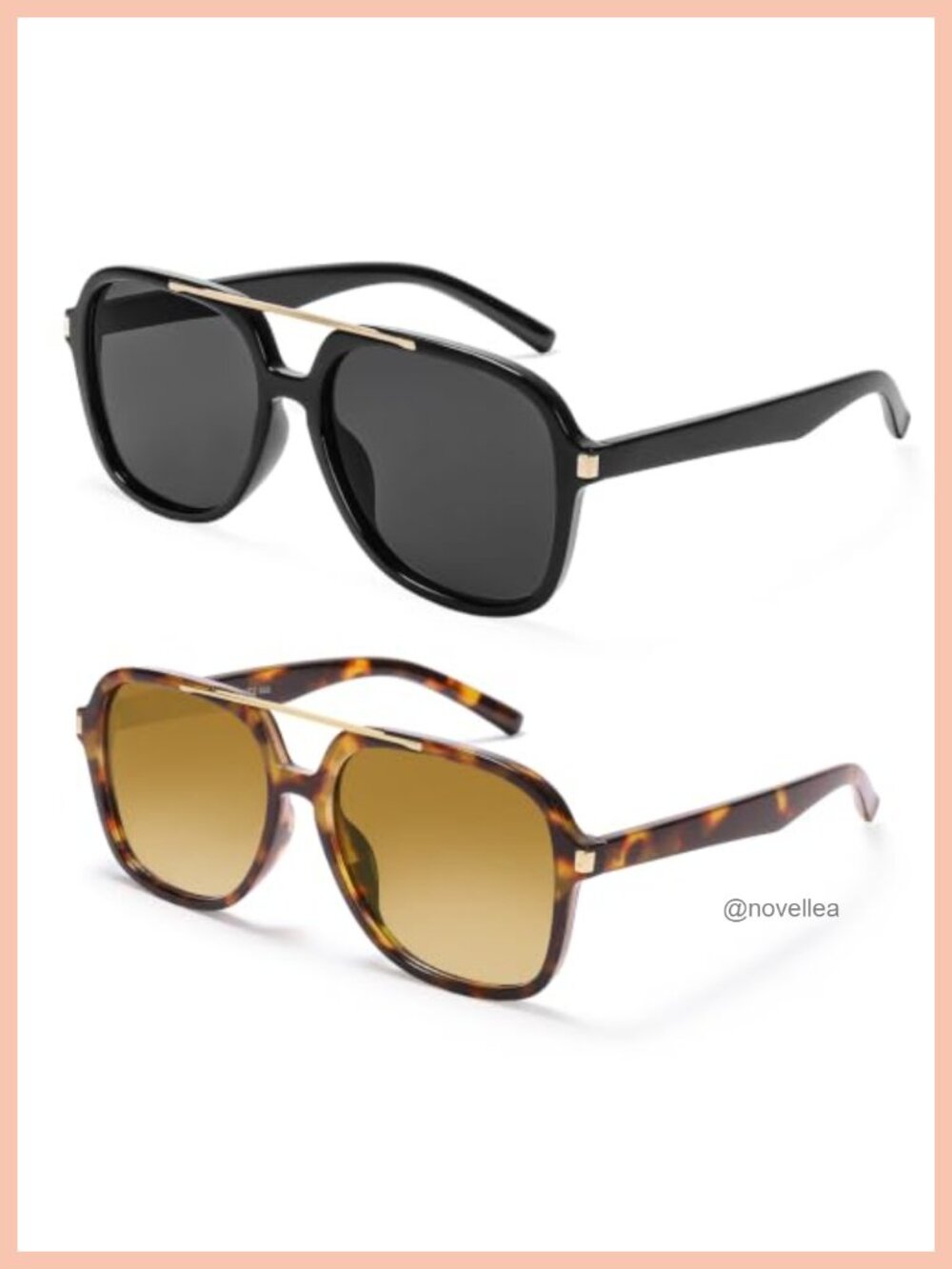 Oversized Aviator Sunglasses Women Men UV400 2-Pack Unisex